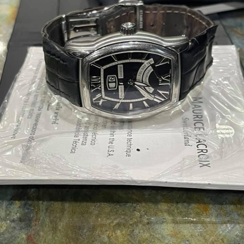 Maurice Lacroix Masterpiece Jours Rétrogrades Tonneau watch with alligator band